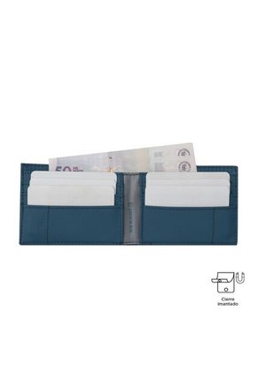 Billetera Dual Pequeña Con RFID Blocker Azul