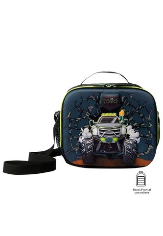 Lonchera Térmica Para Niño Monster Race Grande Negra Totto