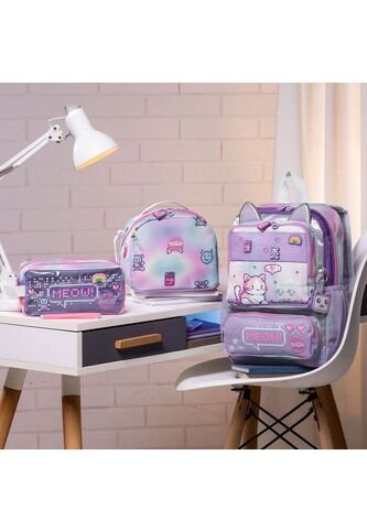 Combo Escolar Morral Mediano Andy Cat + Lonchera Y Cartuchera Totto
