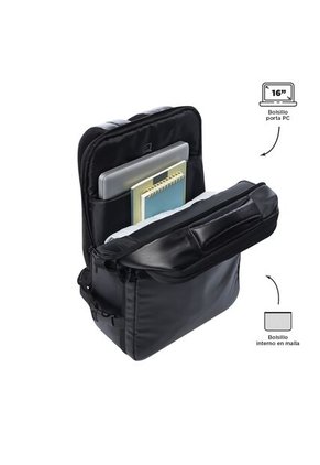 Morral Expandible Multifuncional Grow Porta PC 16" Negro