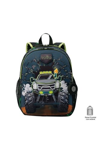 Morral Para Niño Monster Race Mediano Negro Totto