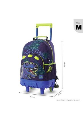 Maleta Para Niño Con Ruedas Dino Rock Mediano Azul