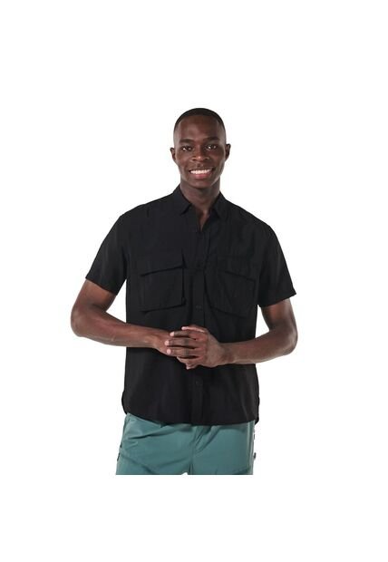 Camisa Manga Corta Derby Para Hombre Negra