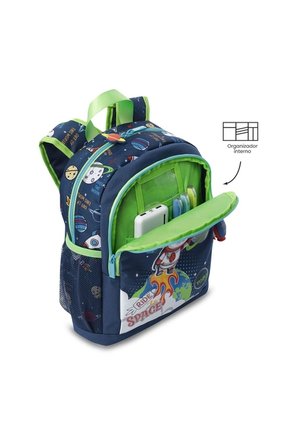 Morral + Libro Para Colorear Panda Space Para Niño Mediano Azul