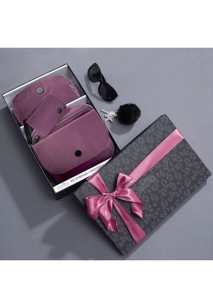 Kit De Regalo Corneana Bolso + Cosmetiquera + Monedero Rosado Rose