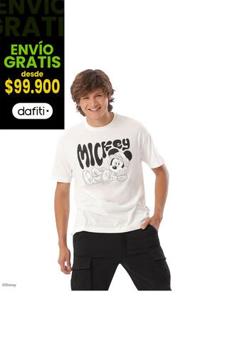Camiseta Oversize Blanca Mickey Mouse In Real Life Feel Totto