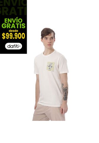 Camiseta Estampada Para Hombre Atena Manga Corta Blanca Totto