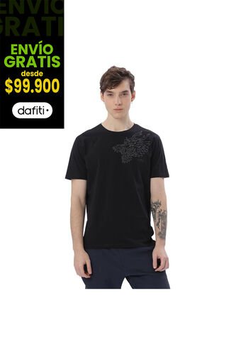 Camiseta Estampada Para Hombre Atena Manga Corta Negra Totto