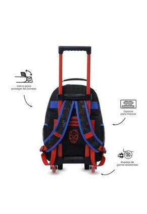 Maleta Para Niño Con Ruedas Spiderman Hero Mediano Negro