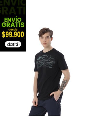 Camiseta Estampada Para Hombre Atena Manga Corta Negra Totto