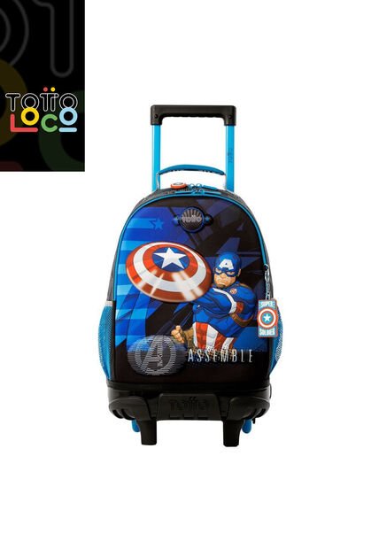 Morral Con Ruedas Niño Avengers Capitán América Mediano Gris