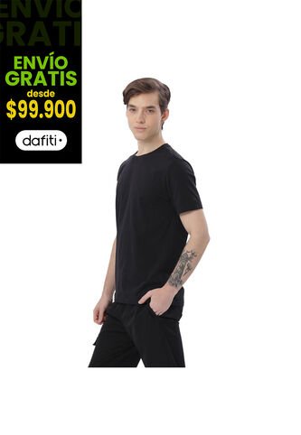 Camisa Para Hombre Unicolor Manne Manga Corta Negra Totto
