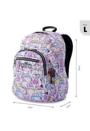 Morral Juvenil Porta PC 14" Acuarela Glitter Con Gatos