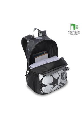 Morral Para Niño Champion Grande Gris Con Diseño De Fútbol