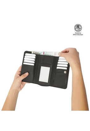 Billetera Texture Var Con RFID Blocker Negra