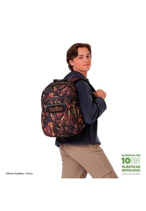 Morral Juvenil Porta PC 14" Acuarela Negro/Rojo