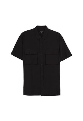 Camisa Manga Corta Derby Para Hombre Negra