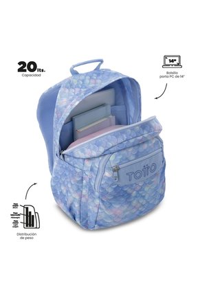 Morral Juvenil Porta PC 14" Acuarela Azul