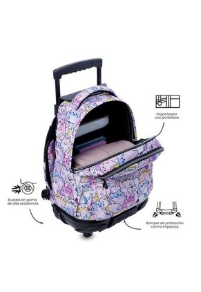 Maleta Para Niña Con Ruedas Porta PC 15.4" Renglón Glitter Rosado