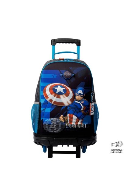 Morral Con Ruedas Niño Avengers Capitán América Grande Gris