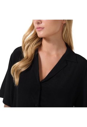 Camisa Manga Corta Brezo Para Mujer Negra