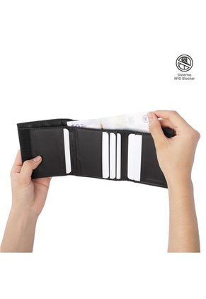 Billetera Hombre Sayle Grande Con RFID Blocker Negra