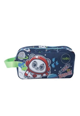 Cartuchera Escolar Grande Para Niño 2 Cuerpos Panda Space Azul Totto