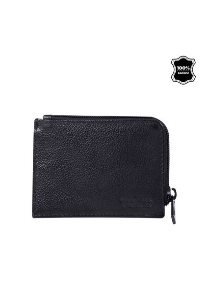 Billetera De Cuero Slice Negra Pequeña