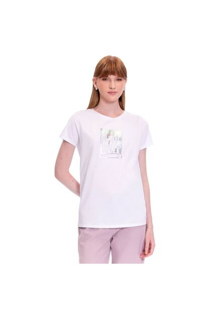 Camiseta Estampada Para Mujer Prime Manga Corta Blanca