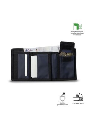 Billetera Hombre Contrast Pequeña Con RFID Blocker Negra