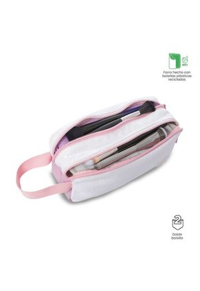 Cartuchera Escolar Grande Para Niña 2 Cuerpos Tex Blanca