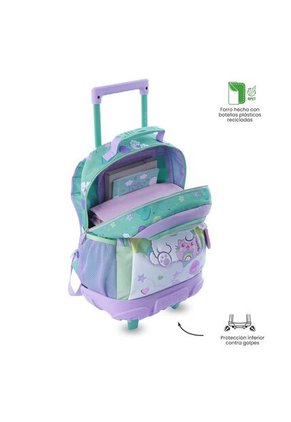 Maleta Para Niña Con Ruedas + Libro Para Colorear Little Magic Azul