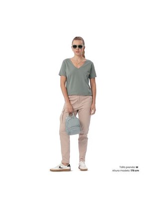 Camisa Para Mujer Unicolor Viny Manga Corta Verde