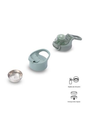 Termo Para Agua Con Tapa Intercambiable Flux 550 Ml Verde