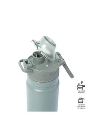 Termo Para Agua Con Tapa Intercambiable Flux 550 Ml Verde