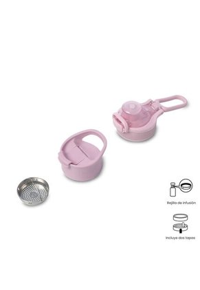 Termo Para Agua Con Tapa Intercambiable Flux 550 Ml Rosado