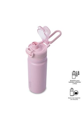 Termo Para Agua Con Tapa Intercambiable Flux 550 Ml Rosado