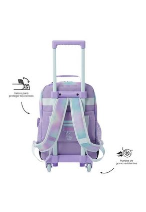 Maleta Para Niña Con Ruedas Andy Cat Mediano Morado