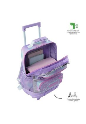 Maleta Para Niña Con Ruedas Andy Cat Mediano Morado
