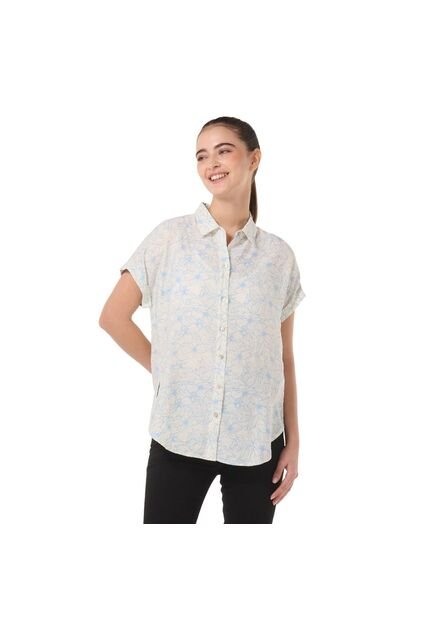 Camisa Manga Corta Lajas Para Mujer Blanca