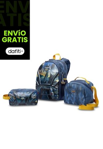 Combo Escolar Niño X3 Morral + Lonchera + Multiuso Sentinel Gris Totto
