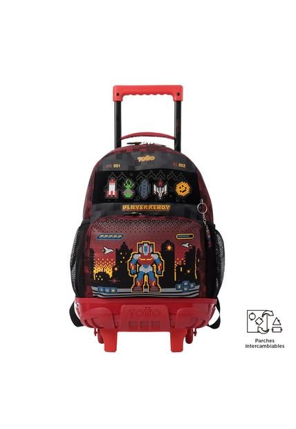 Morral Con Ruedas Niño Digibot Mediano Rojo