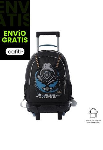 Maleta Para Niño Con Ruedas Hanzo Mediano Negro Totto