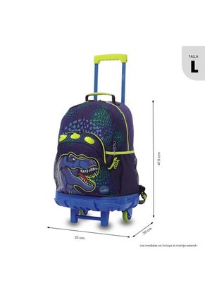 Maleta Para Niño Con Ruedas Dino Rock Grande Azul