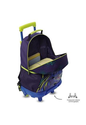 Maleta Para Niño Con Ruedas Dino Rock Grande Azul