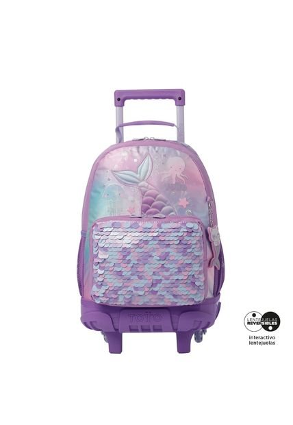 Morral Con Ruedas Niña Sireny Mediano Morado