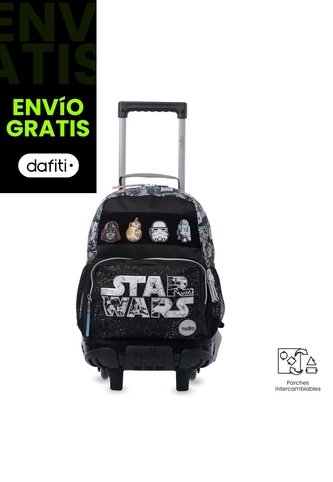 Maleta Para Niño Con Ruedas Star Wars Jedi Mediano Negro Totto