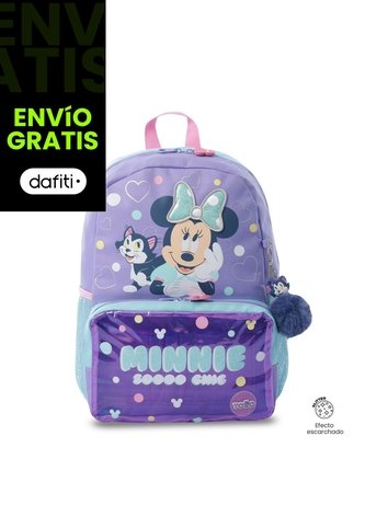Morral Para Niña Minnie Mediano Morado Con Corazones Totto