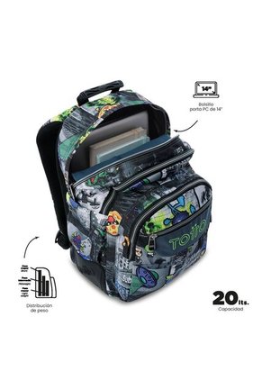 Morral Juvenil Porta PC 14" Rayol Negro