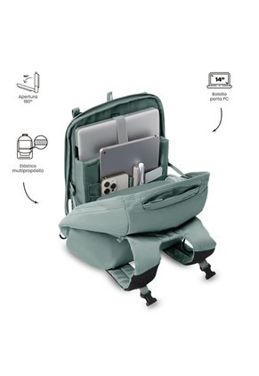 Morral Antirrobo Porta PC 14" Twill Verde Mujer